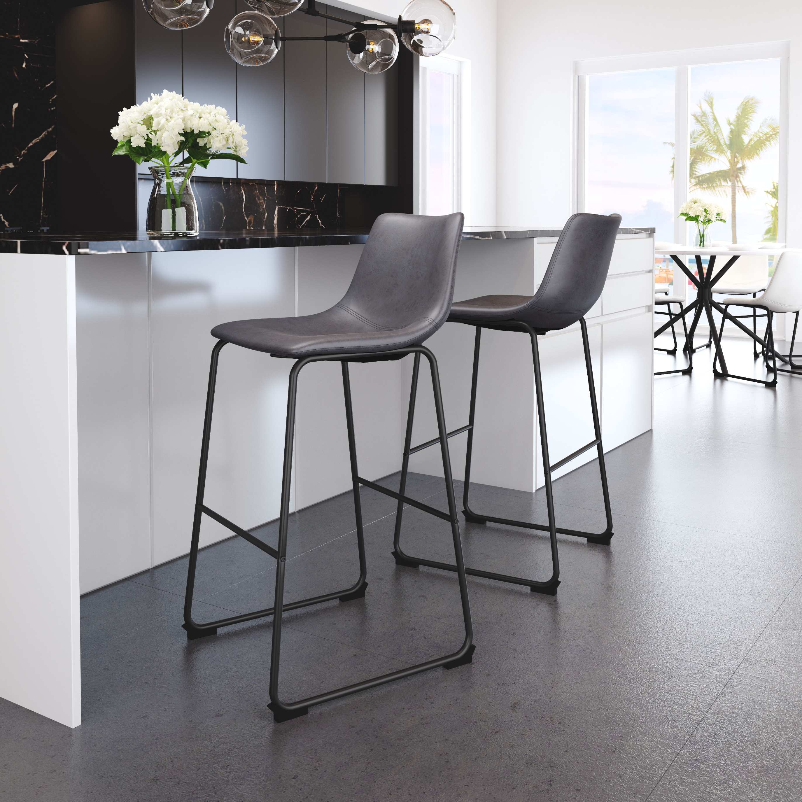 Zuo Modern Smart Barstool in Black/Charcoal/Vintage Espresso