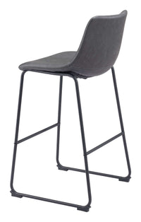 Zuo Modern Smart Barstool in Black/Charcoal/Vintage Espresso