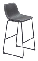 Zuo Modern Smart Barstool in Black/Charcoal/Vintage Espresso