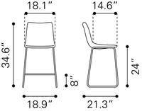 Zuo Modern Smart Counter Stool in Black/Ivory/Charcoal/Vintage Espresso