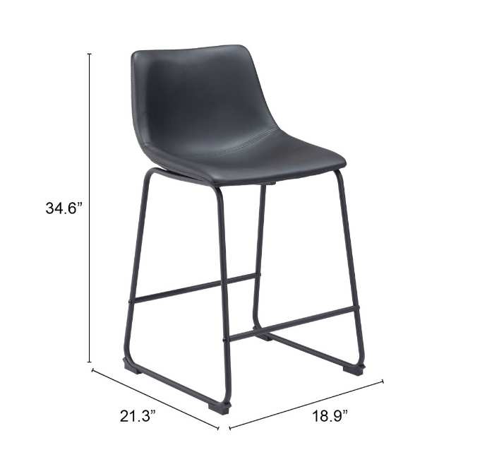 Zuo Modern Smart Counter Stool in Black/Ivory/Charcoal/Vintage Espresso