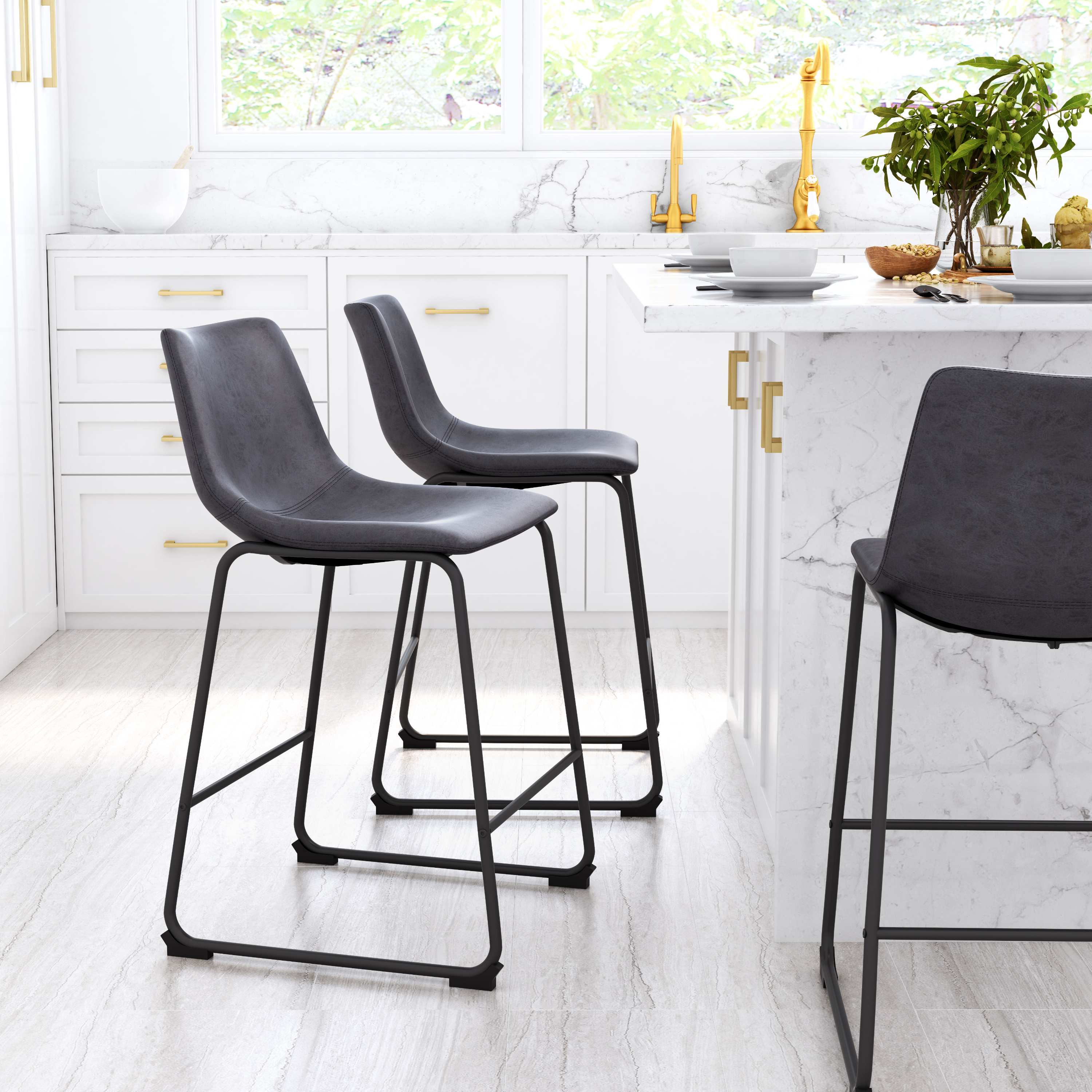Zuo Modern Smart Counter Stool in Black/Ivory/Charcoal/Vintage Espresso