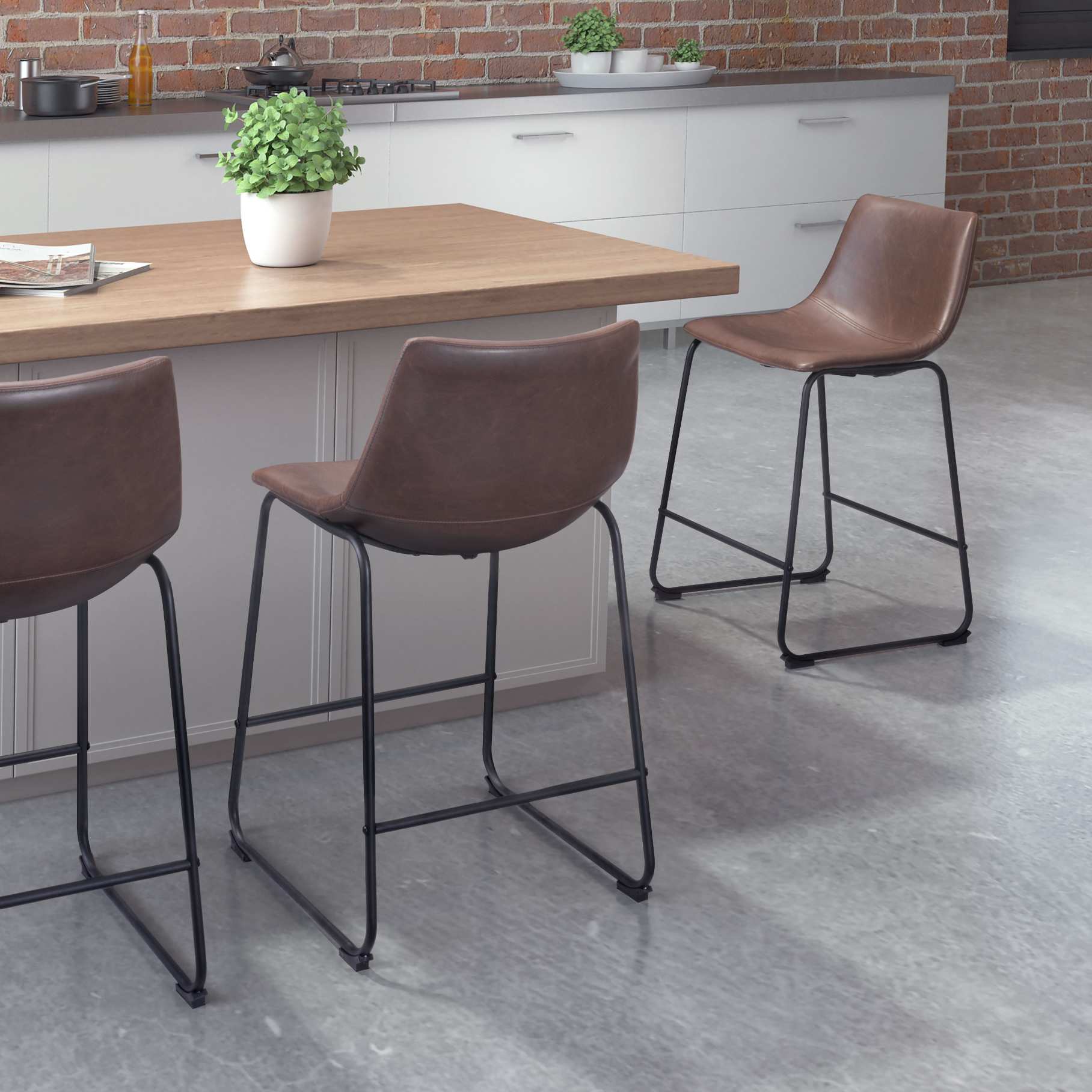 Zuo Modern Smart Counter Stool in Black/Ivory/Charcoal/Vintage Espresso
