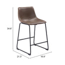 Zuo Modern Smart Counter Stool in Black/Ivory/Charcoal/Vintage Espresso
