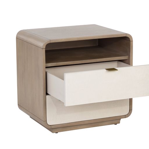 Sunpan Kayden Nightstand - Cream Shagreen