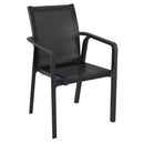 Compamia Pacific 11 Piece Dining set with Extension Table and Sling Arm Chairs Black, Dark Gray Frame Black Sling, Taupe Frame Taupe Sling, White Frame White Sling