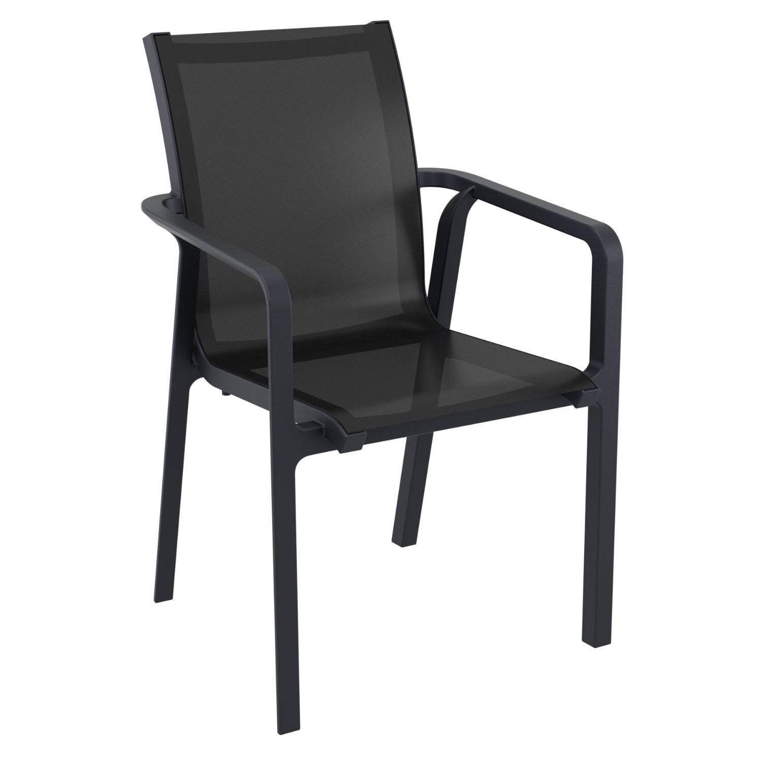 Compamia Pacific 11 Piece Dining set with Extension Table and Sling Arm Chairs Black, Dark Gray Frame Black Sling, Taupe Frame Taupe Sling, White Frame White Sling