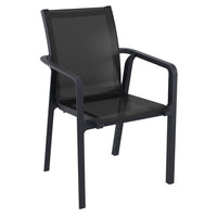 Compamia Pacific 11 Piece Dining set with Extension Table and Sling Arm Chairs Black, Dark Gray Frame Black Sling, Taupe Frame Taupe Sling, White Frame White Sling