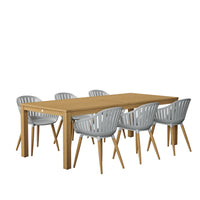 International Home Miami Amazonia 7-Piece Rectangular Patio Dining Set | Teak Finish | Ideal for Outdoors and Indoors