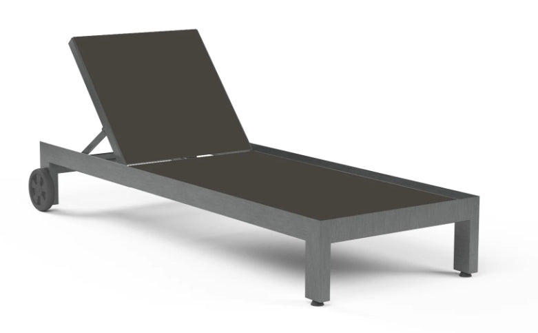 Sunset West Redondo Adjustable Chaise With Sling In Phifertex Alligator Alley(Dark Grey)