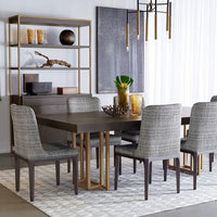 Sunpan Elisa Dining Chair in Grey Oak - Dazzle Cream / Naya Check Black / Light Oak - Mainz Cream