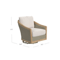 Sunset West Cambria Swivel Club Chair in Canvas Canvas with Self Welt