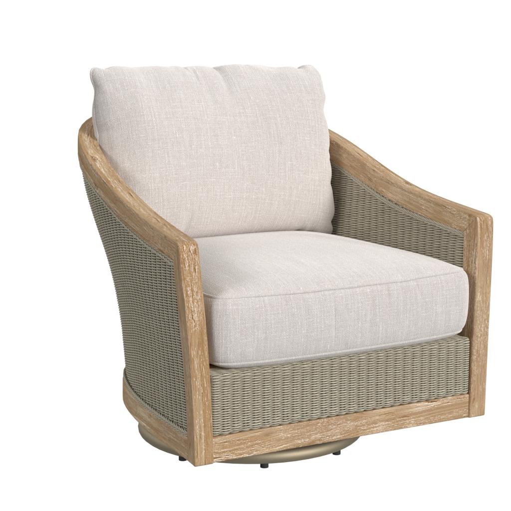 Sunset West Cambria Swivel Club Chair in Canvas Canvas with Self Welt