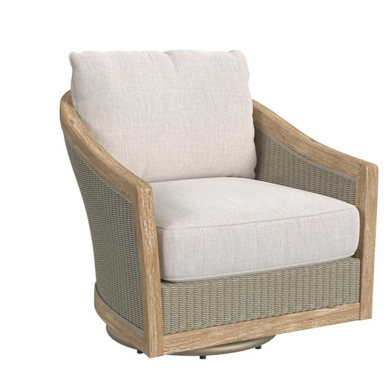 Sunset West Cambria Swivel Club Chair in Canvas Canvas with Self Welt