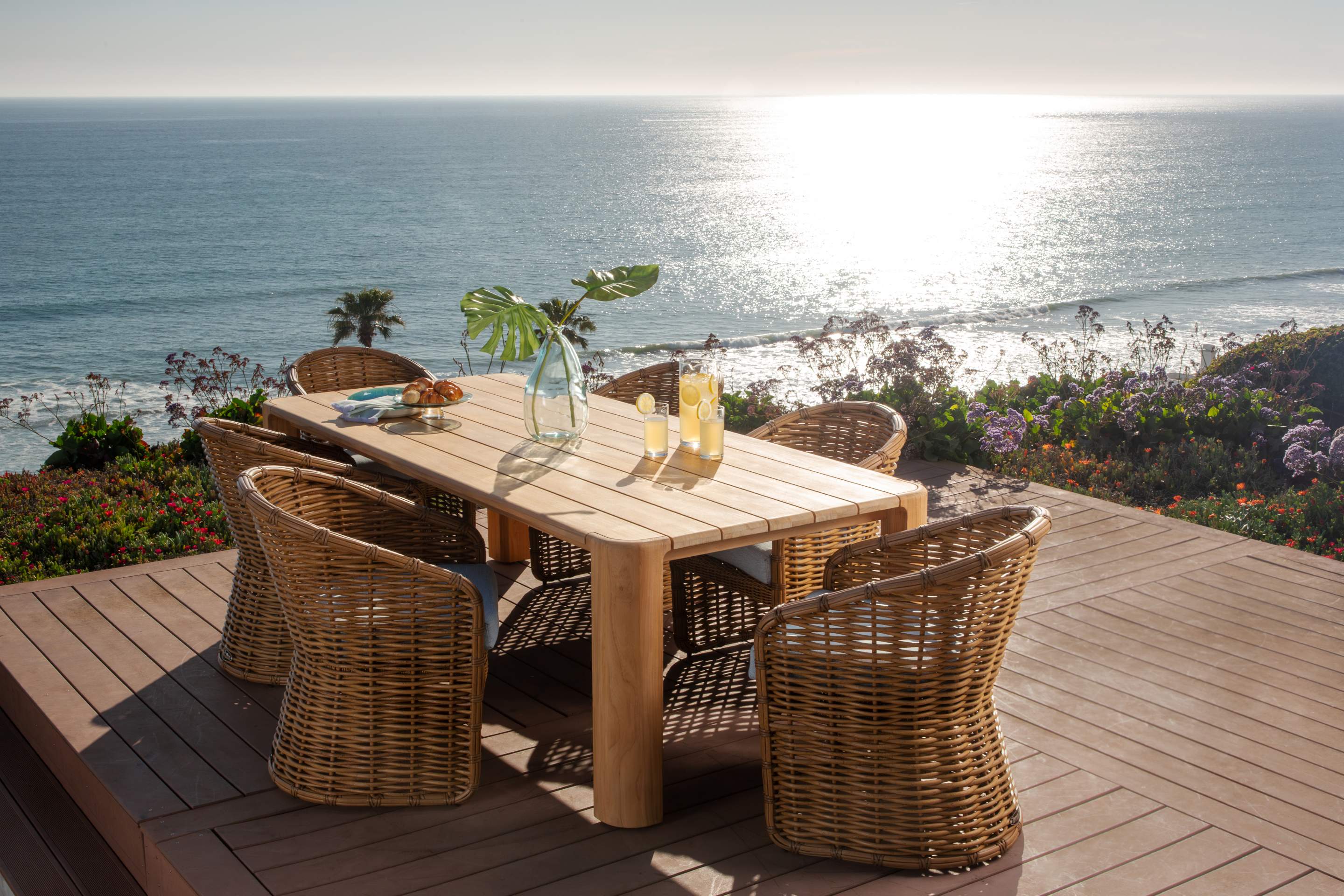 Sunset West Playa Dining Chair in Soothe Pearl with Flange Welt