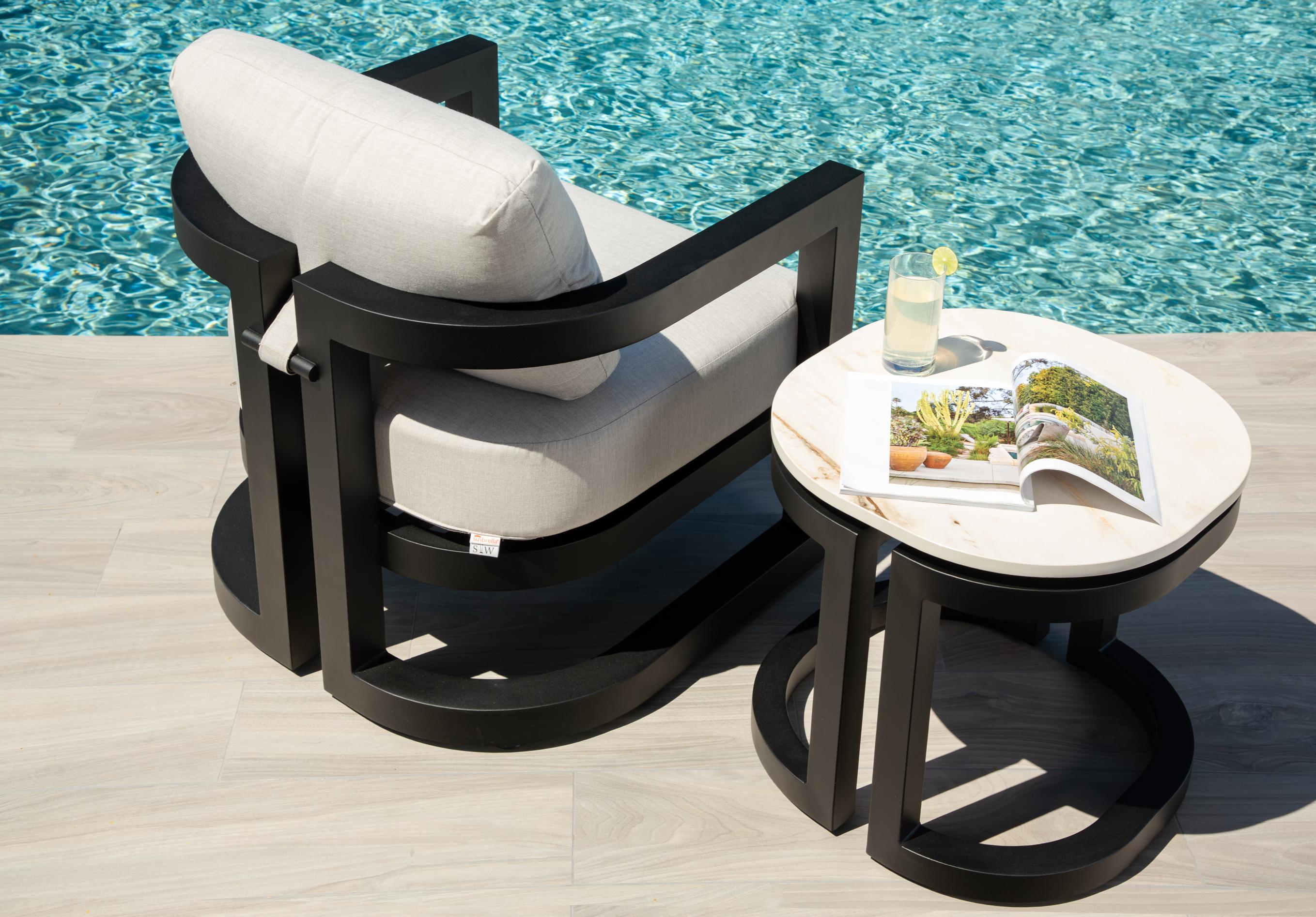 Sunset West Malibu Club Chair in Cast Silver - No Welt
