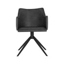 Sunpan Griffin Swivel Dining Armchair in November Grey - Bravo Cognac / Town Grey - Roman Grey
