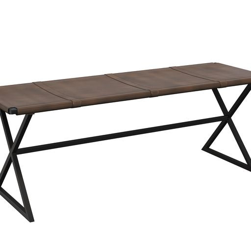 Sunpan Elon Bench - Vintage Cognac / Suede Light Tan Leather