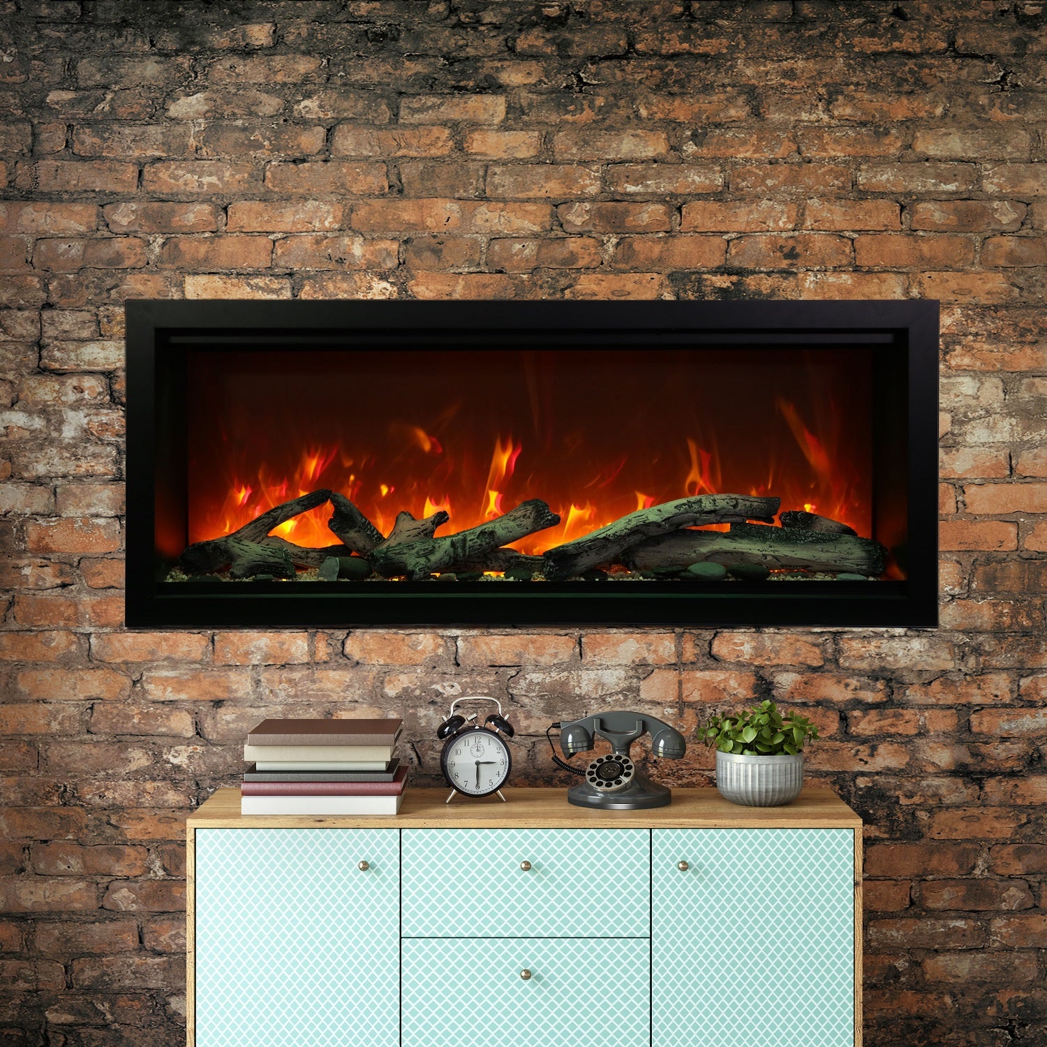 Amantii 50" Extra Tall Clean Face Electric Built-in With Black Steel Surround