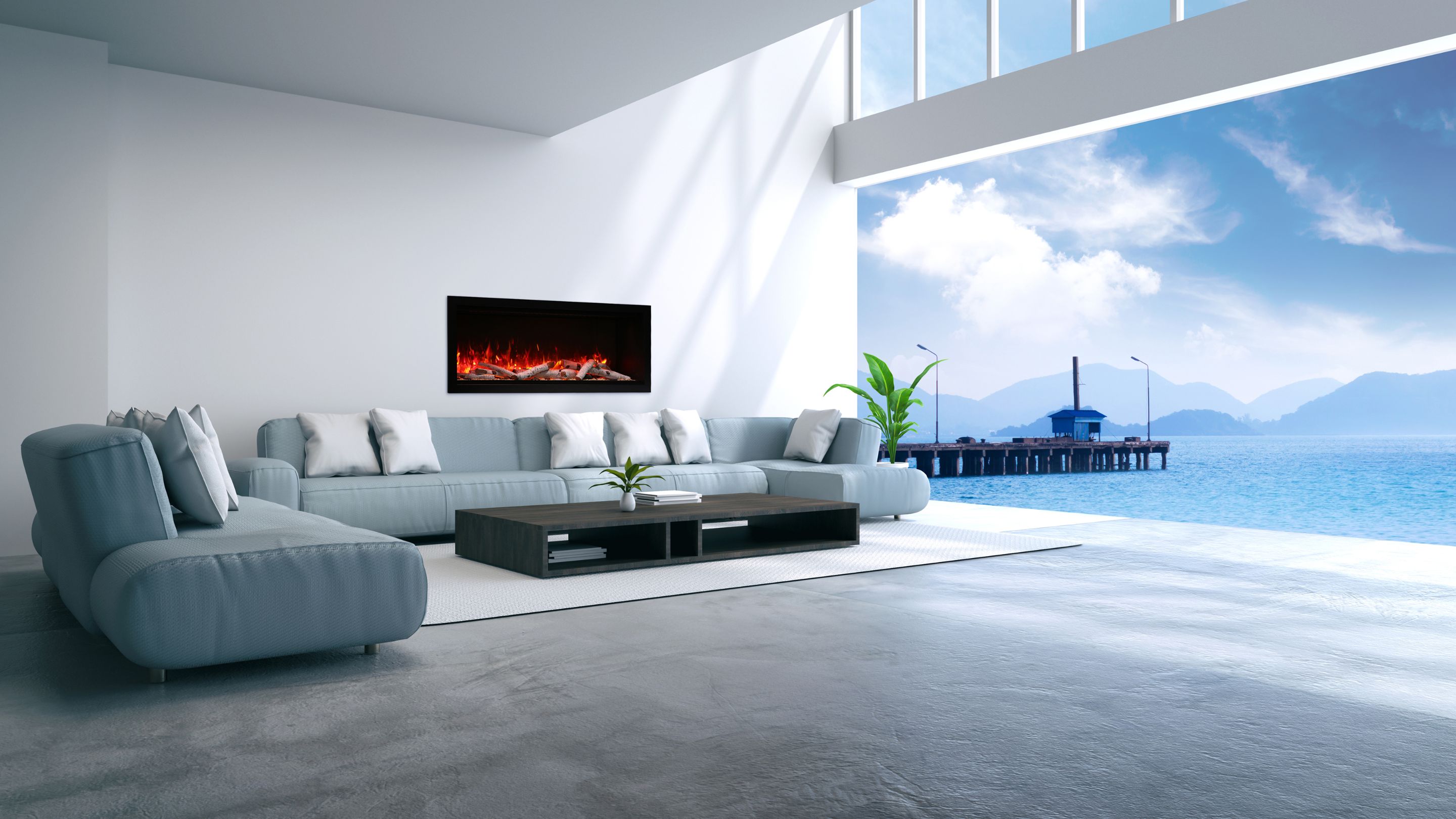Amantii 50" Extra Tall Clean Face Electric Built-in With Black Steel Surround