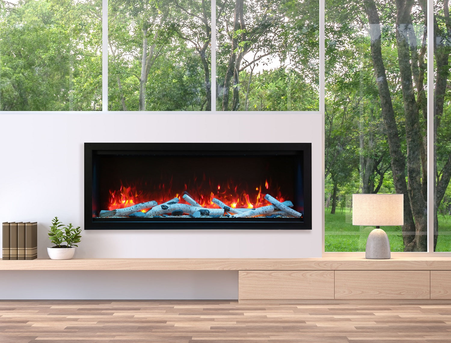 Amantii 60" Extra Tall Clean Face Electric Built-in With Black Steel Surround