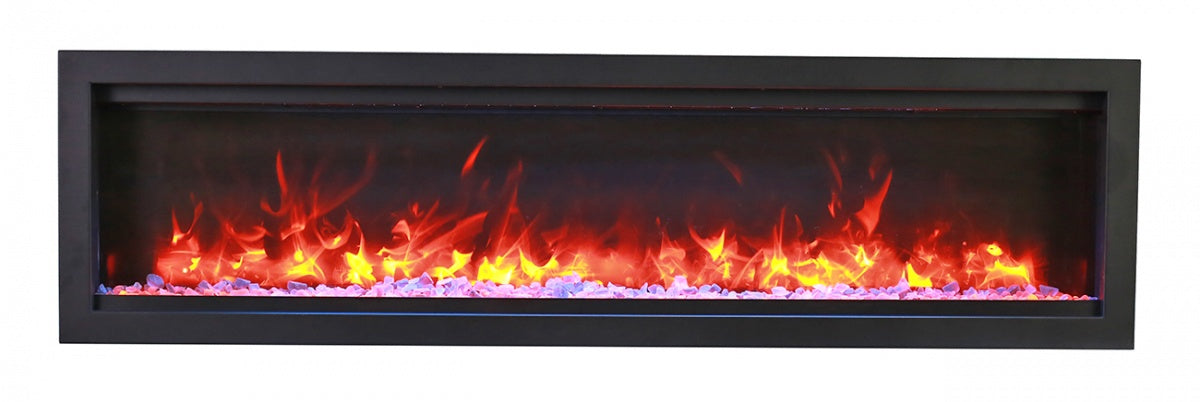 Sierra Flame 50" Clean face Electric Built-in With Log And Glass and Black Steel Surround