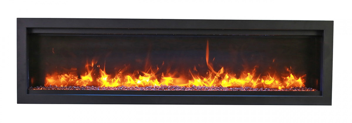 Sierra Flame 50" Clean face Electric Built-in With Log And Glass and Black Steel Surround