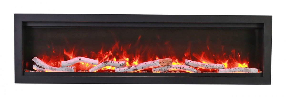 Sierra Flame 50" Clean face Electric Built-in With Log And Glass and Black Steel Surround