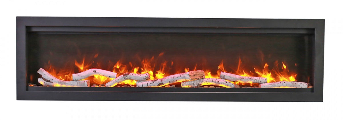Sierra Flame 50" Clean face Electric Built-in With Log And Glass and Black Steel Surround