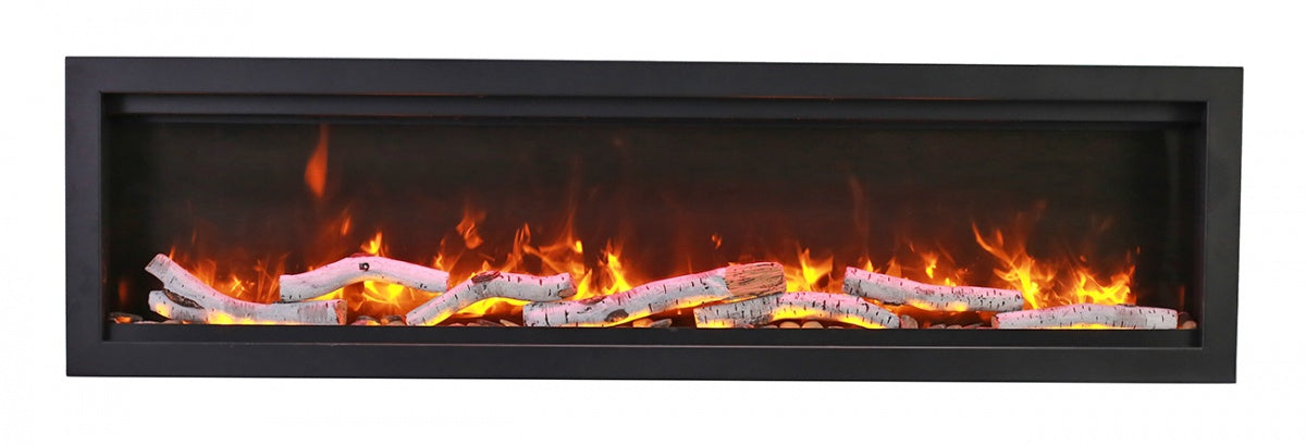 Sierra Flame 50" Clean face Electric Built-in With Log And Glass and Black Steel Surround