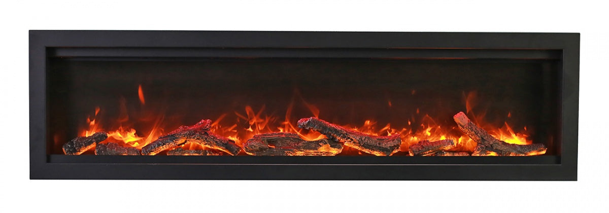 Sierra Flame 50" Clean face Electric Built-in With Log And Glass and Black Steel Surround