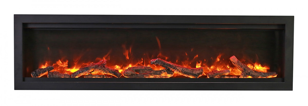 Sierra Flame 50" Clean face Electric Built-in With Log And Glass and Black Steel Surround