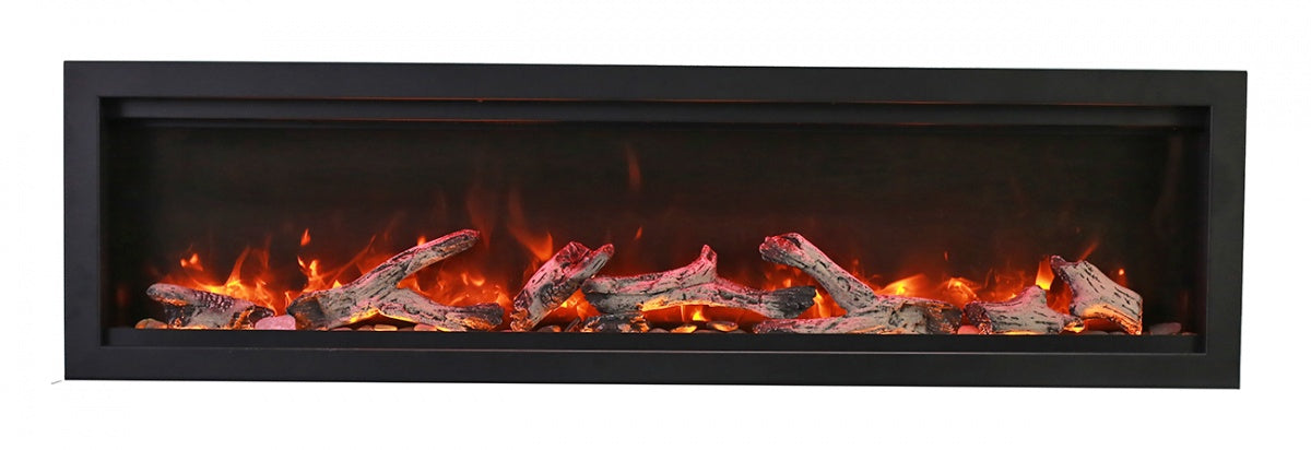Sierra Flame 50" Clean face Electric Built-in With Log And Glass and Black Steel Surround