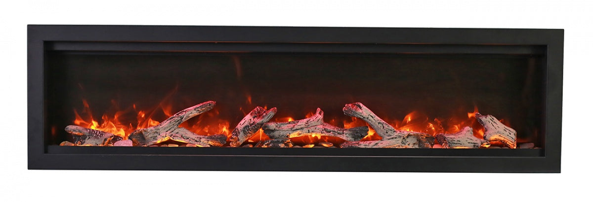 Sierra Flame 50" Clean face Electric Built-in With Log And Glass and Black Steel Surround
