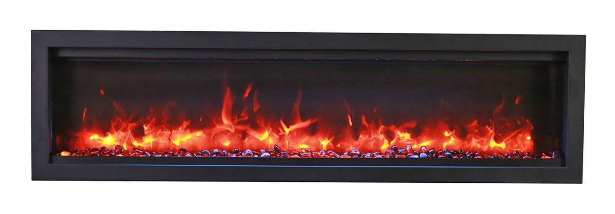 Sierra Flame 50" Clean face Electric Built-in With Log And Glass and Black Steel Surround