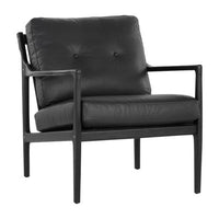 Sunpan Gilmore Lounge Chair  Black - Black Leather / Walnut - Vienna Cream