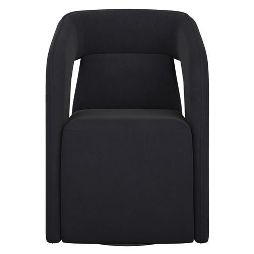 Sunpan Kendrick Wheeled Dining Armchair in Abbington Black / Moto Stucco / Nash Zebra