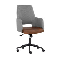 Sunpan Ian Office Chair - Bravo Cognac/Salt and Pepper Tweed