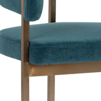 Sunpan Marris Dining Armchair Gold-Danny Teal / Gunmetal-Belfast Heather Grey