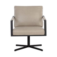 Sunpan Randy Swivel Lounge Chair Alpine Beige / Linea Wood Leather