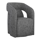 Sunpan Kendrick Wheeled Dining Armchair in Abbington Black / Moto Stucco / Nash Zebra
