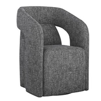 Sunpan Kendrick Wheeled Dining Armchair in Abbington Black / Moto Stucco / Nash Zebra