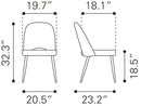 Zuo Modern Teddy Dining Chair in Ivory/Gray