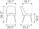 Zuo Modern Teddy Dining Chair in Ivory/Gray