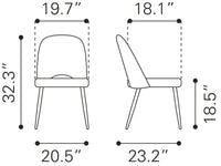 Zuo Modern Teddy Dining Chair in Ivory/Gray