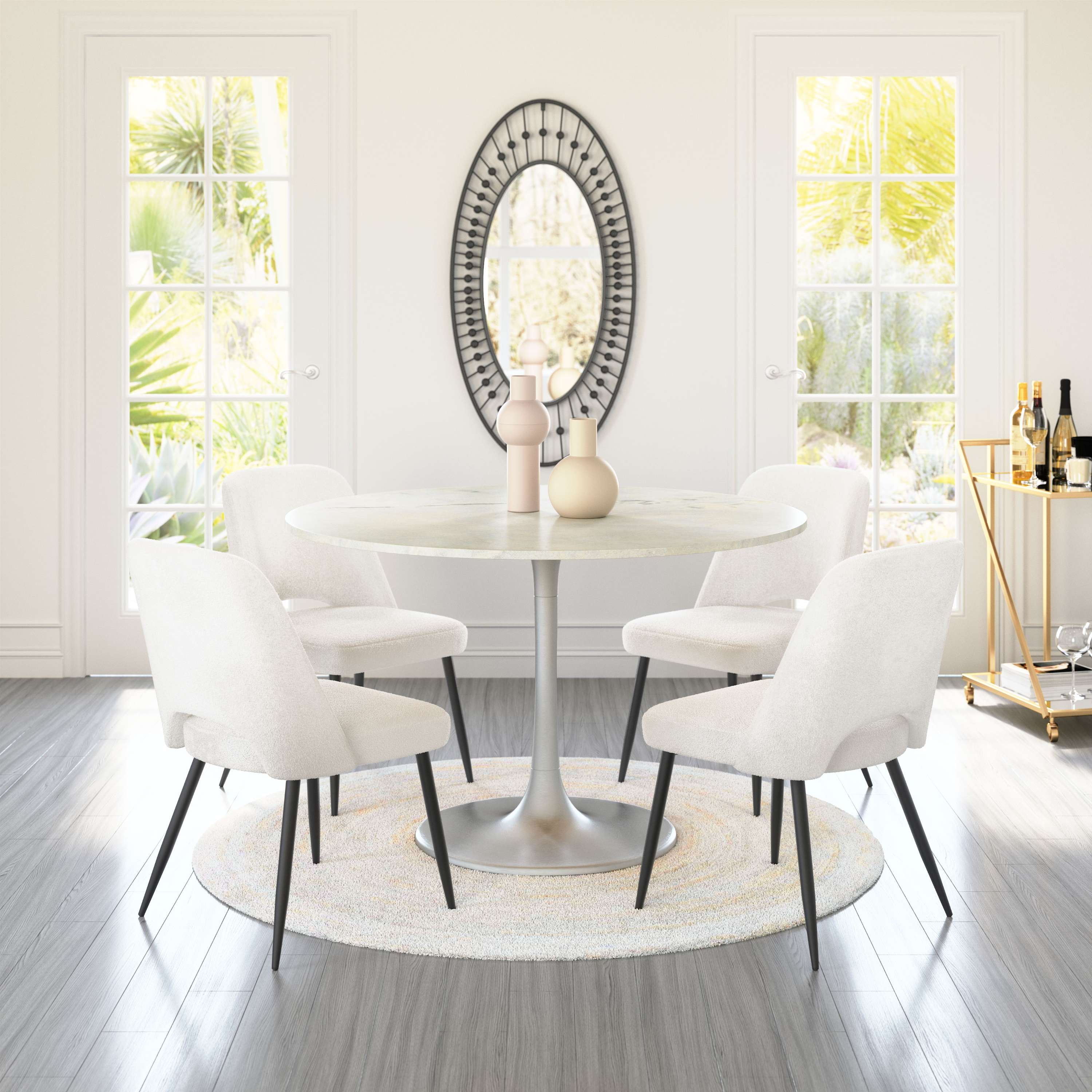 Zuo Modern Teddy Dining Chair in Ivory/Gray