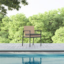 Azzurro Living Terra Dining Chair With Matte Charcoal Aluminum Frame and Natural All-Weather Wicker