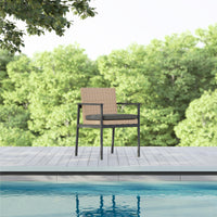 Azzurro Living Terra Dining Chair With Matte Charcoal Aluminum Frame and Natural All-Weather Wicker
