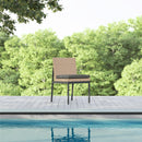 Azzurro Living Terra Armless Dining Chair With Matte Charcoal Aluminum Frame and Natural All-Weather Wicker