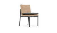 Azzurro Living Terra Armless Dining Chair With Matte Charcoal Aluminum Frame and Natural All-Weather Wicker